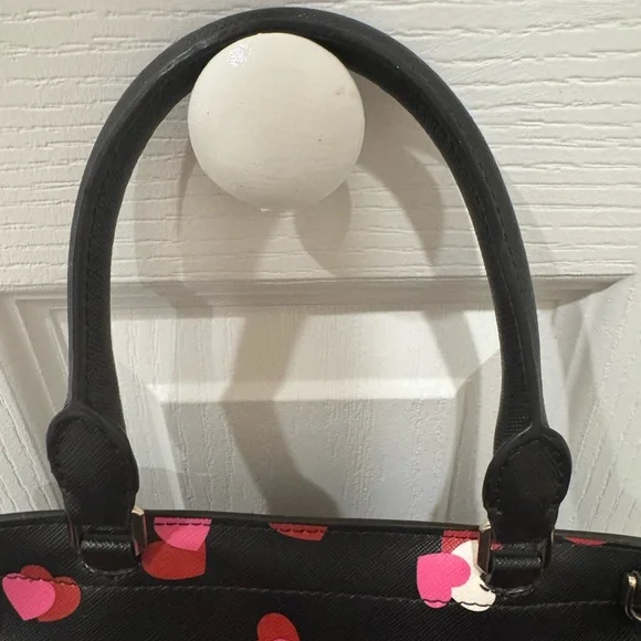 Kate Spade Black Satchel with Pink and Red Hearts - Picture 11 of 13